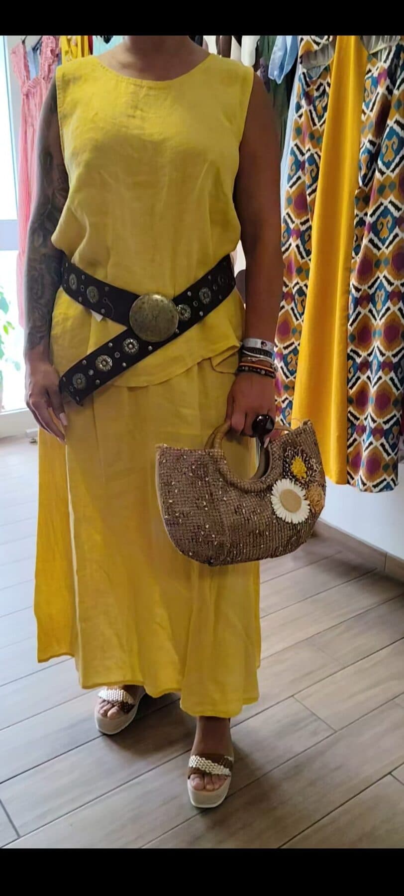 Conjunto lino mostaza