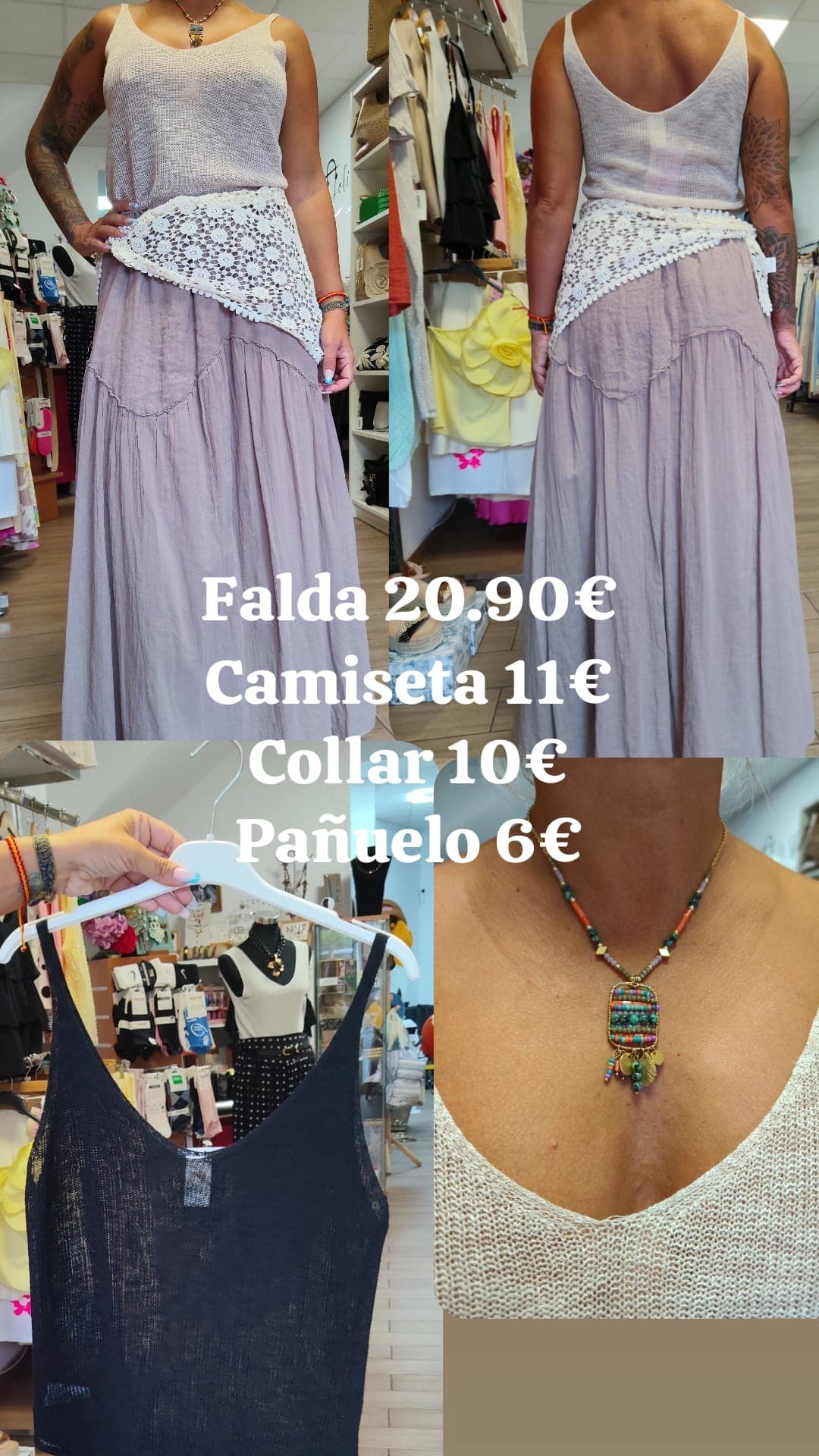 Conjunto falda malva y camiseta